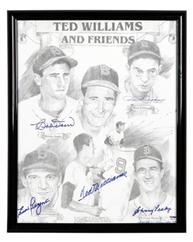 Ted Williams and Friends Signed Print With 5 Signatures Including Williams